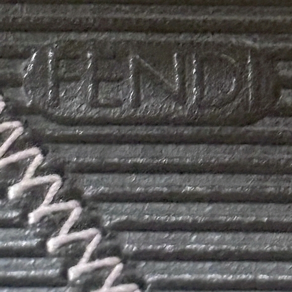 Vintage FENDI Black Clutch Ribbed Leather Brown White Whip-Stitch - Picture 10 of 11